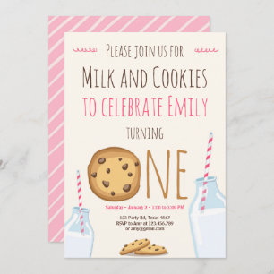 Milk and Cookies Party invitation Girl Birthday
