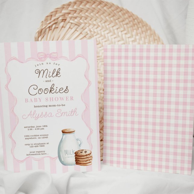 Milk and Cookies Pink Baby Shower Invitation (Creator Uploaded)