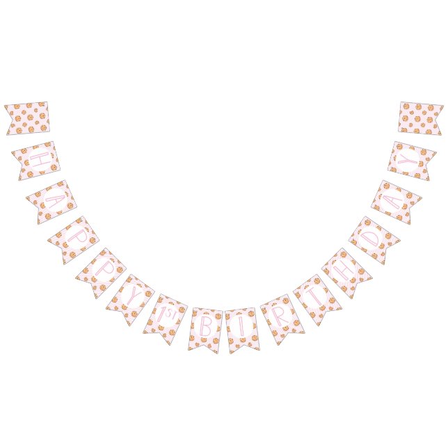 Milk and Cookies Pink Birthday Bunting (All)