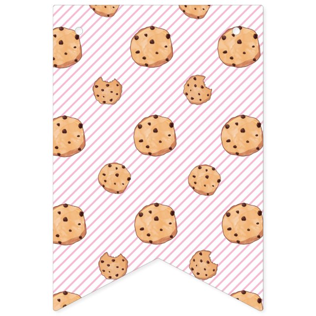 Milk and Cookies Pink Birthday Bunting (First Flag)