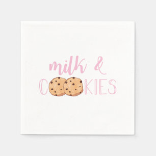 Milk and Cookies Pink Birthday Party Napkin