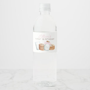 Milk and Cookies Pink Birthday Water Bottle Label