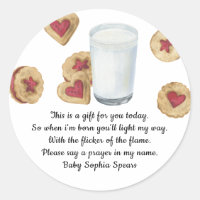 Milk and cookies Prayer Candle Label