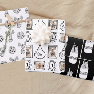 Milk and Cookies Sweet One Birthday Wrapping Paper Sheet