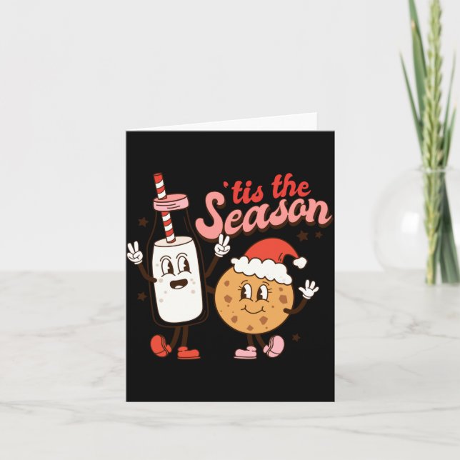 Milk And Cookies Tis The Season Holiday  Card (Front)