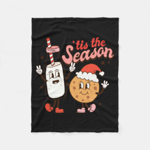 Milk And Cookies Tis The Season Holiday Fleece Blanket
