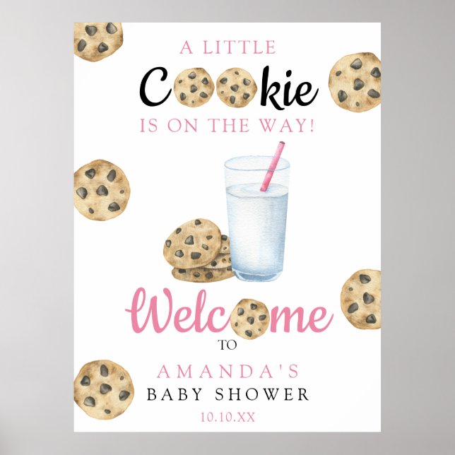 Milk And Cookies Welcome Baby shower party Poster (Front)
