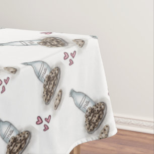 Milk and Cookies with Hearts Tablecloth