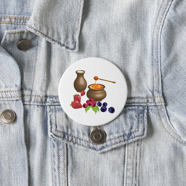 Milk and Honey with Berries Rustic Food 7.5 Cm Round Badge (Creator Uploaded)