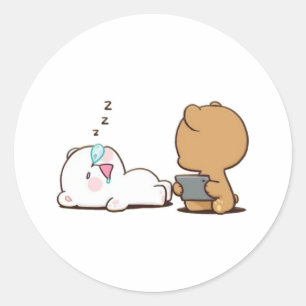 Milk And Mocha Bears Sleeping Classic Round Sticker