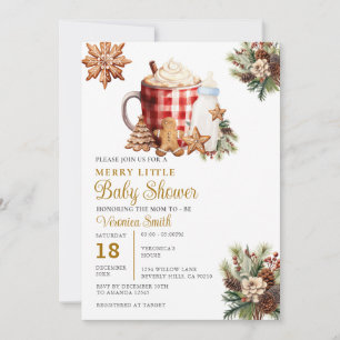 Milk bottle A Merry Little Baby Shower Gingerbread Invitation