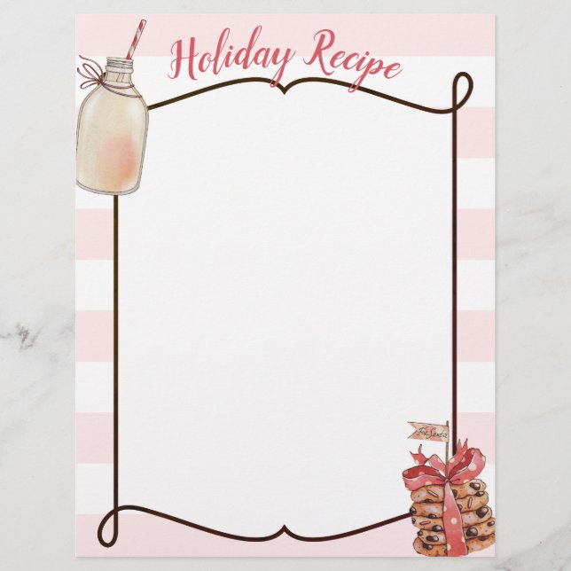 Milk bottle and Christmas cookie recipe letterhead (Front)