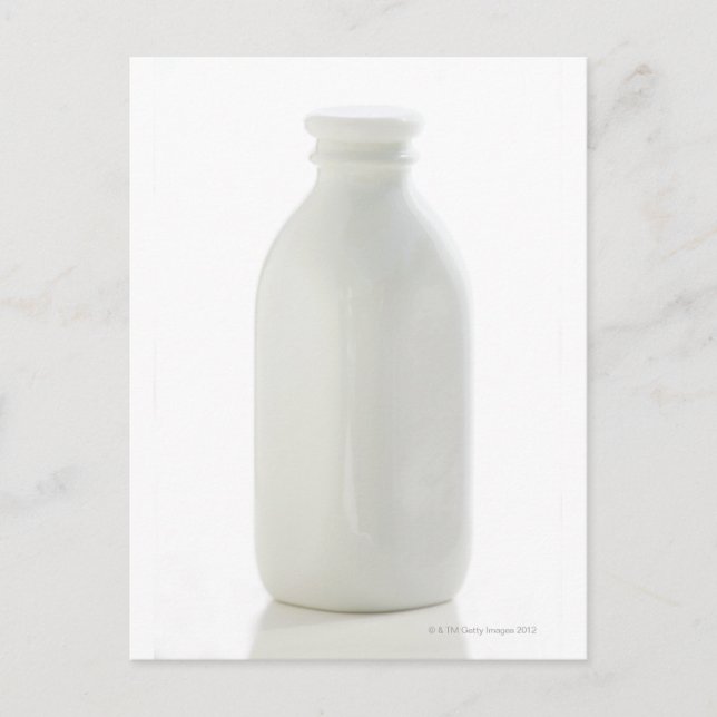 Milk bottle on white background postcard (Front)