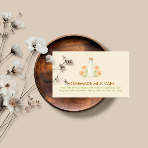 Milk Bottle Watercolor Floral yellow Business Card
