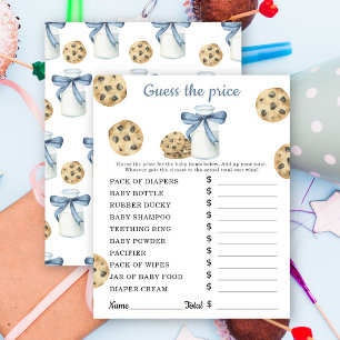 Milk, bow and cookies baby shower Price guess game