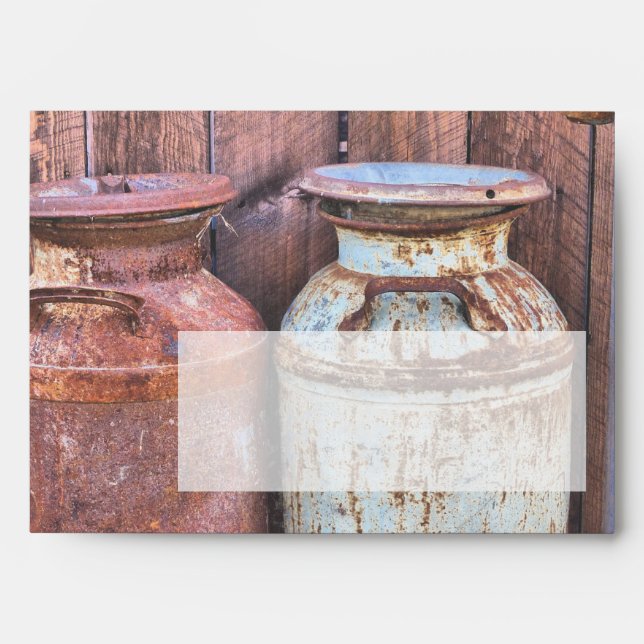 Milk Cans Country Wedding Rustic Old Farm Budget Envelope (Front)