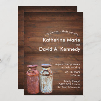 Milk Cans Country Wedding Rustic Old Farm Budget Invitation