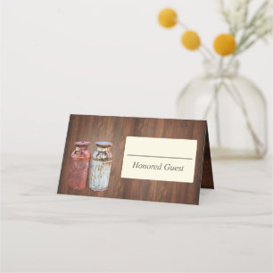 Milk Cans Country Wedding Rustic Old Farm Budget Place Card