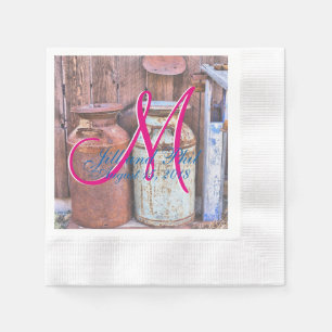Milk Cans Vintage Metal Rustic Antique Monogram Napkin