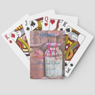 Milk Cans Vintage Metal Rustic Antique Monogram Playing Cards