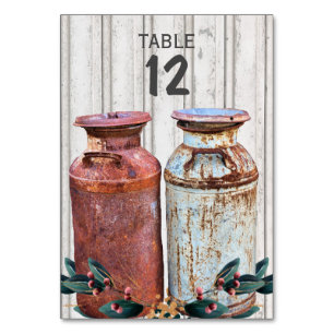 Milk Cans Vintage Metal Rustic Antique Monogram Table Number