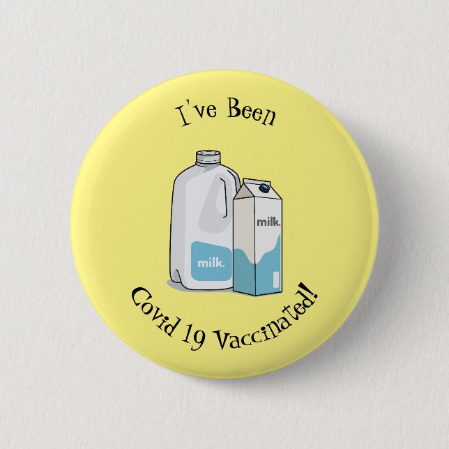 Milk cartoon illustration 6 cm round badge (Front)