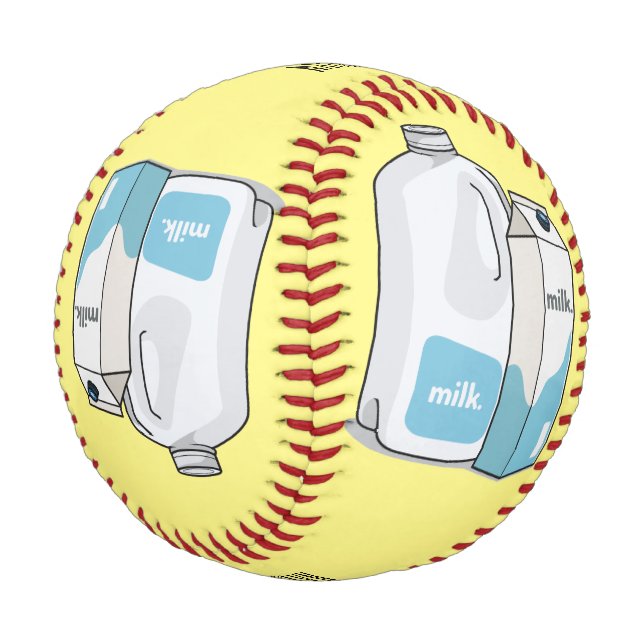Milk cartoon illustration baseball (Angled)