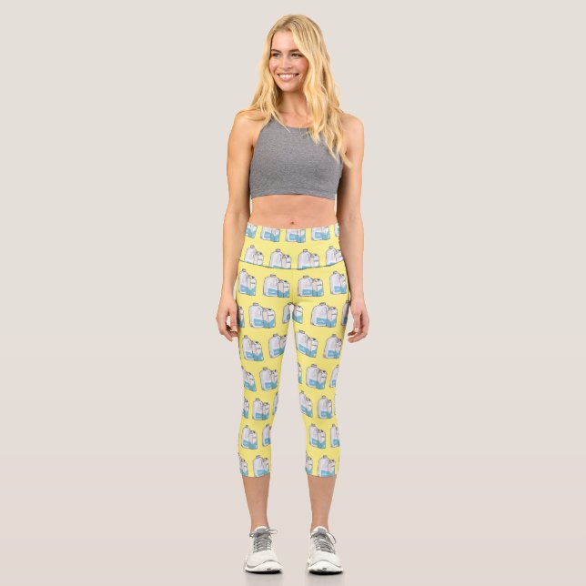 Milk cartoon illustration capri leggings (Front)