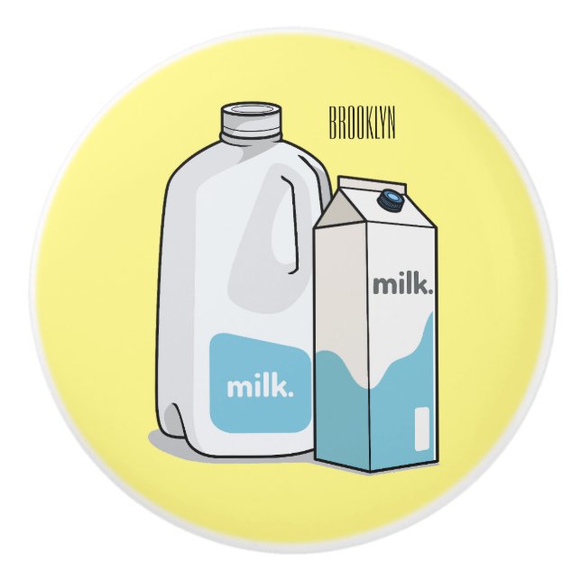Milk cartoon illustration ceramic knob (Front)