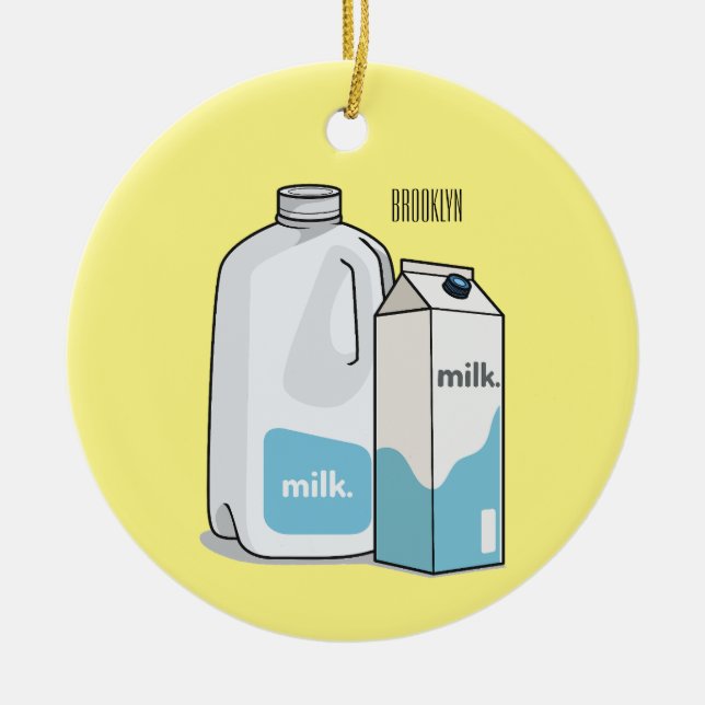 Milk cartoon illustration ceramic tree decoration (Front)