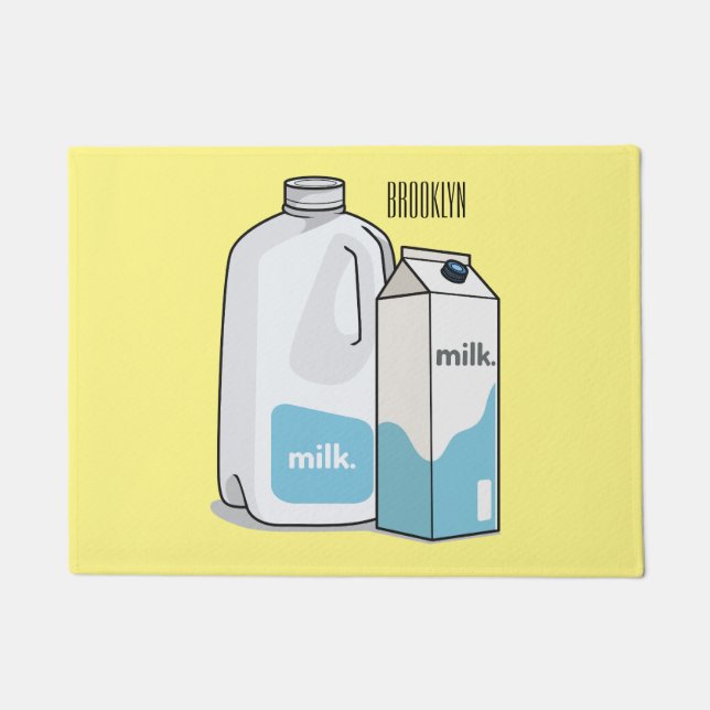 Milk cartoon illustration doormat (Front)
