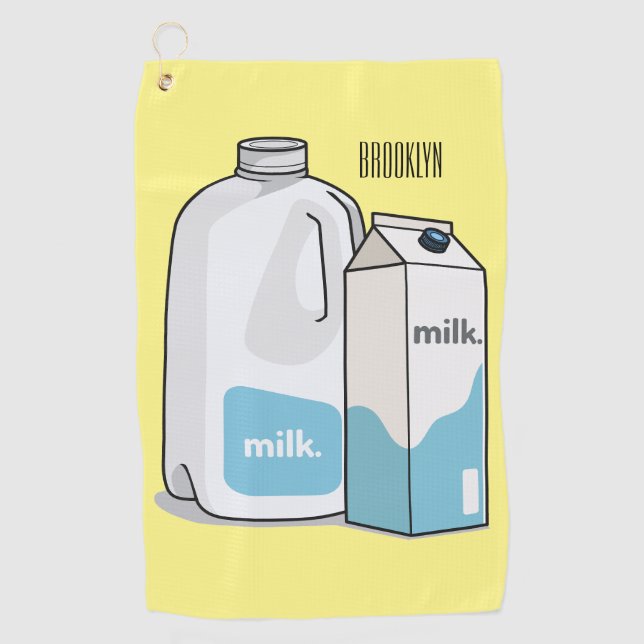 Milk cartoon illustration golf towel (Front)