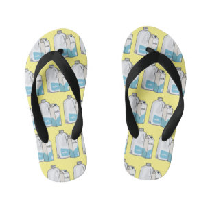 Milk cartoon illustration kid's flip flops