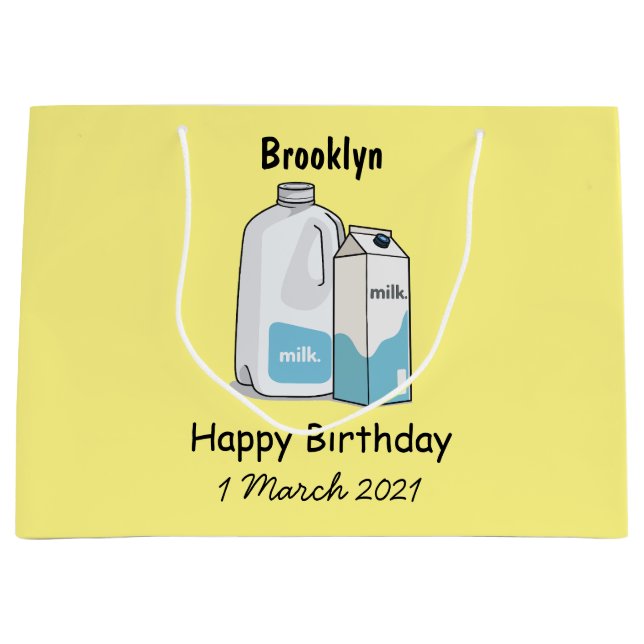 Milk cartoon illustration large gift bag (Front)