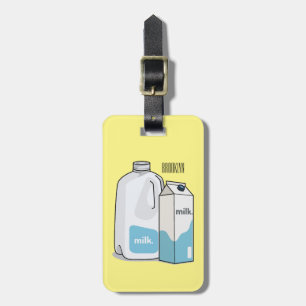 Milk cartoon illustration luggage tag