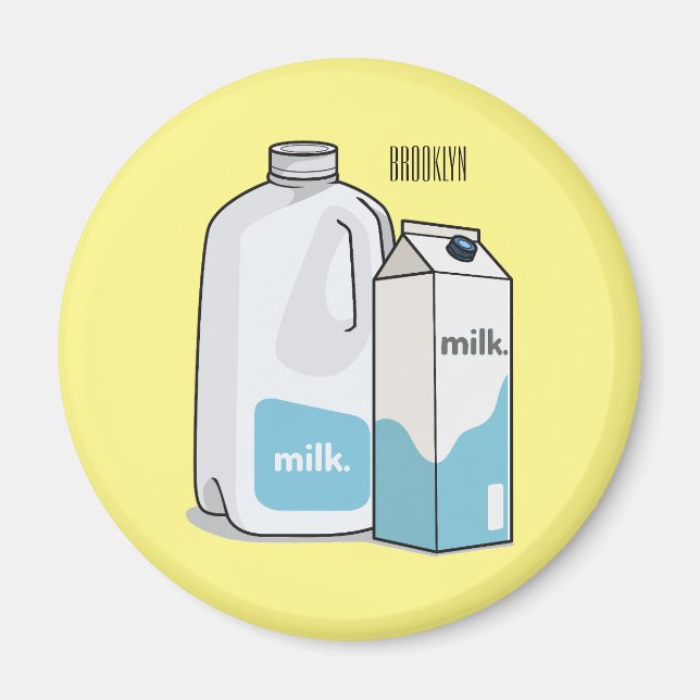 Milk cartoon illustration magnet (Front)