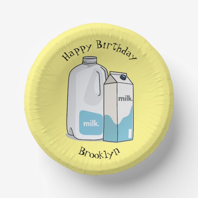 Milk cartoon illustration paper plate (Front)