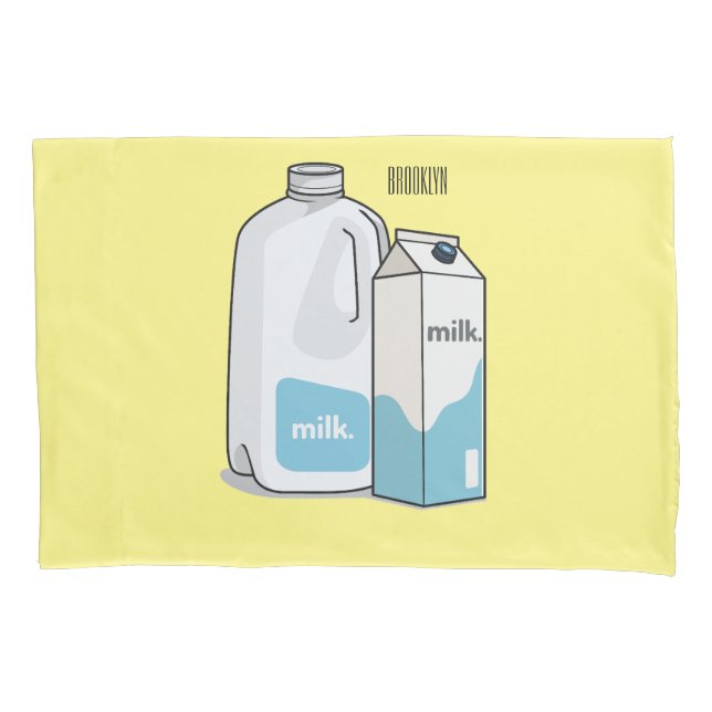 Milk cartoon illustration pillowcase (Front)