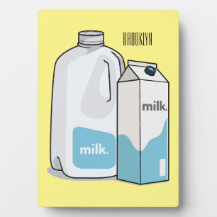 Milk cartoon illustration plaque