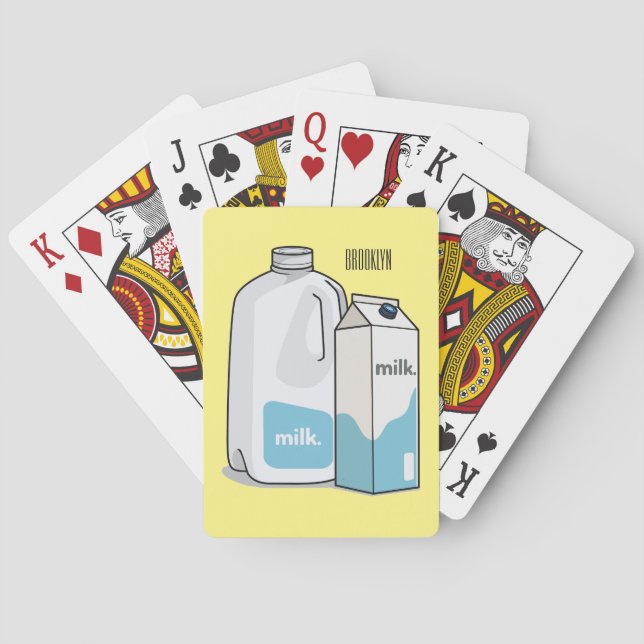 Milk cartoon illustration playing cards (Back)