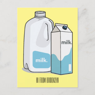 Milk cartoon illustration postcard