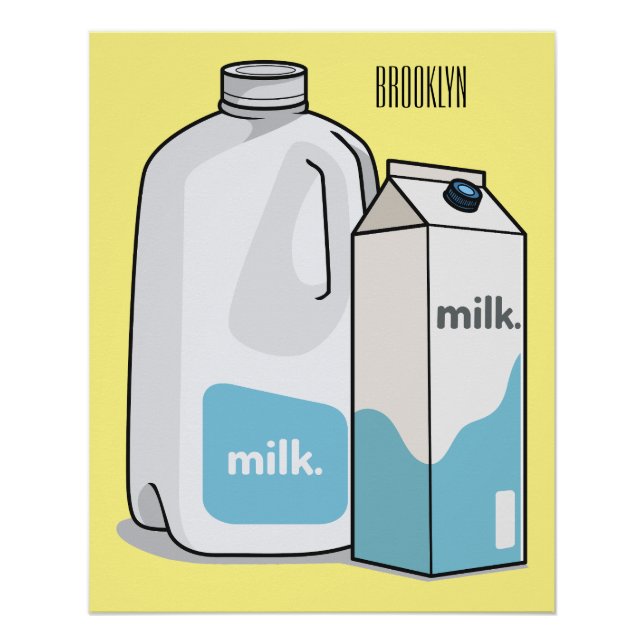 Milk cartoon illustration poster (Front)
