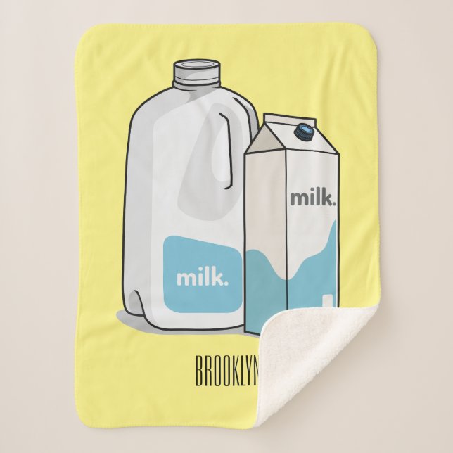 Milk cartoon illustration sherpa blanket (Front)