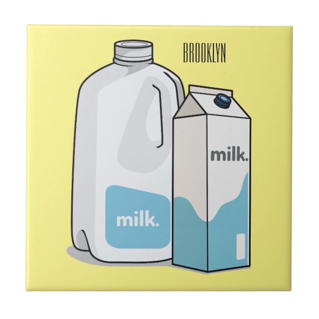 Milk cartoon illustration tile (Front)