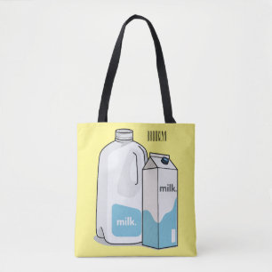 Milk cartoon illustration tote bag