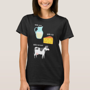Milk Cheese Cow Computer Nerd Geek Coder T-Shirt