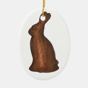 Milk Chocolate Bunny Rabbit Easter Basket Candy Ceramic Tree Decoration