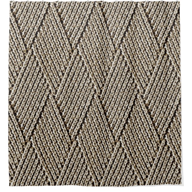 Milk Chocolate Faux Diamond Knit Pattern Shower Curtain (Front)
