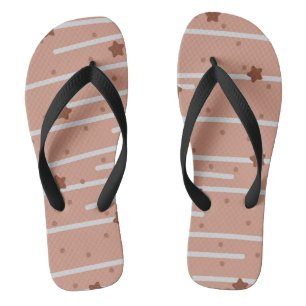 Milk Chocolatey Stars and Stripes Pattern Flip Flops