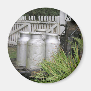 Milk churns at Stogumber Station, Somerset, UK Magnet